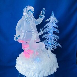 Heritage Mint, LTD C114A acrylic color changing battery lights Santa With Deer I